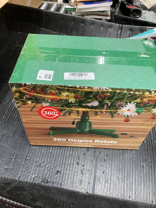 Photo 1 of (2025 Upgrade) Rotating Christmas Tree Stand with Remote Control, Stable 360 Revolving Tree Base Stand, Up to 7.5ft 90lb. Adjustable Christmas Tree Holder for Xmas Tree, Artificial Tree (Green)