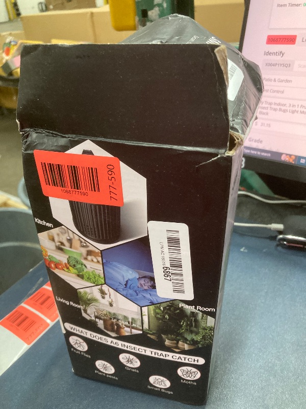 Photo 1 of ***NO GLUE TRAPS OR CHARGER***Fly Trap Indoor, 3 in 1 Fruit Fly Traps for Indoors Gnat Traps for House Indoor, Smart Flying Insect Trap Bugs Light Mosquito Catcher with 10 Refills, Ideal for Kitchen, Graden, RV, Office - Black***NO GLUE TRAPS OR CHARGER**