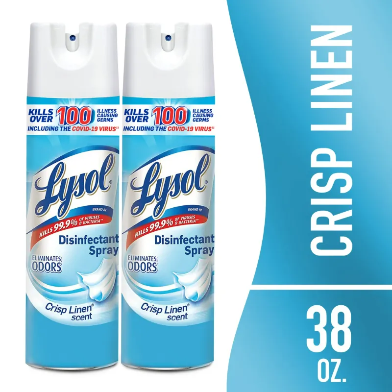 Photo 1 of (4 pack) Lysol Disinfectant Spray, Sanitizing and Antibacterial Spray, Crisp Linen Scent, 19 fl oz, 2 Pack
