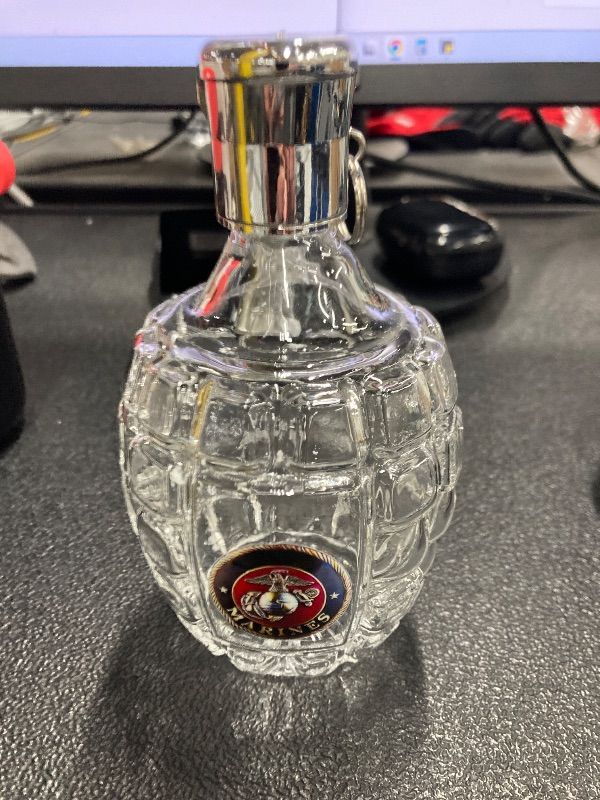 Photo 1 of ***BOTTLE IS CLEAR*COLOR IS FROM CONTENTS***Military Hand Grenade Whiskey Bottle, 300ml Whiskey Decanter Sets for Men, Collection Veteran Gifts***BOTTLE IS CLEAR*COLOR IS FROM CONTENTS***