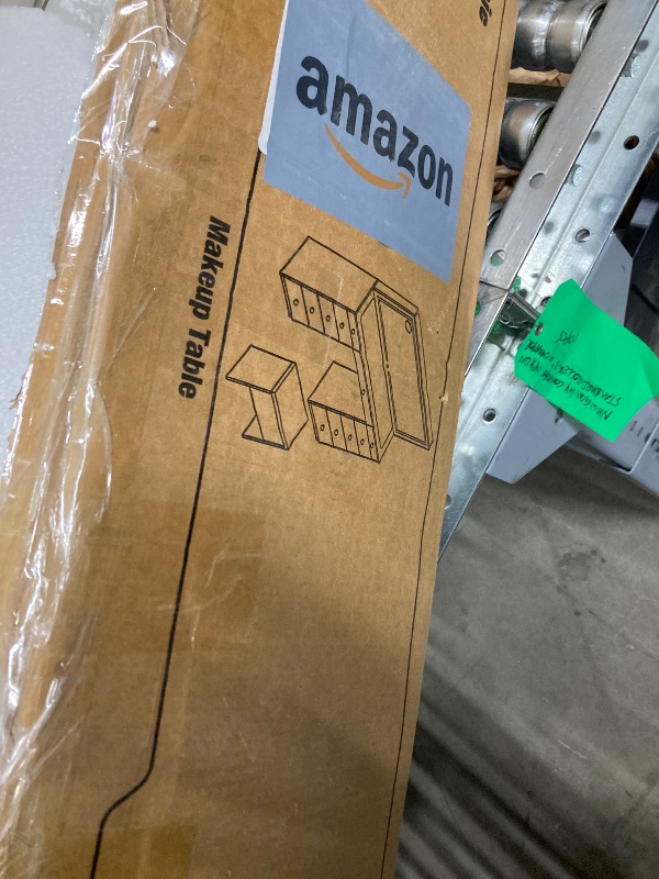 Photo 1 of ***MISSING PARTS -SELLING AS INCOMPLETE AS IS ***
Pamapic Glass Top Vanity Desk, 11 Drawers Makeup Vanity with Charging Station and Chair, Golden Handles Dressing Table, Makeup Table, White