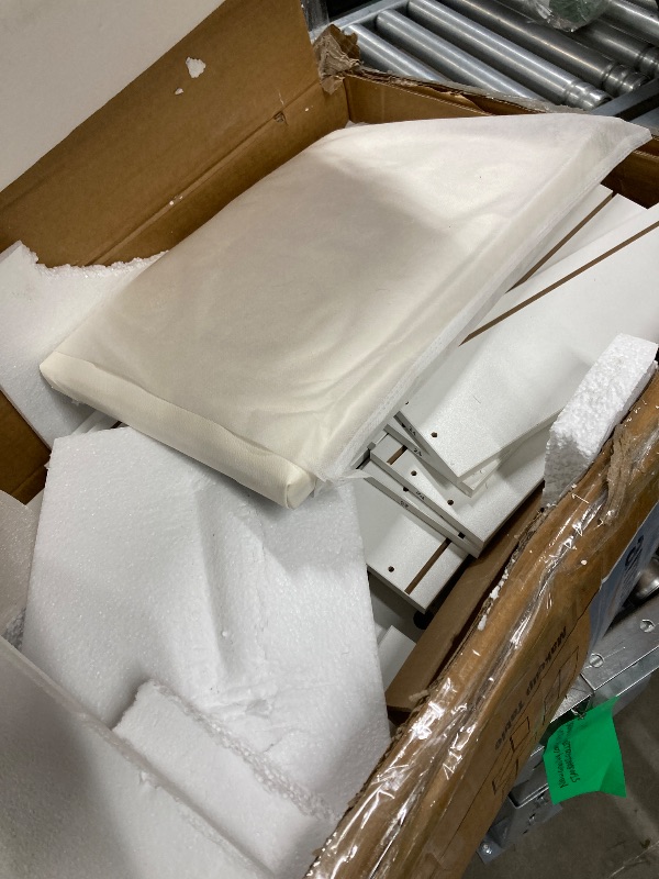 Photo 1 of ***MISSING PARTS -SELLING AS INCOMPLETE AS IS ***
Pamapic Glass Top Vanity Desk, 11 Drawers Makeup Vanity with Charging Station and Chair, Golden Handles Dressing Table, Makeup Table, White