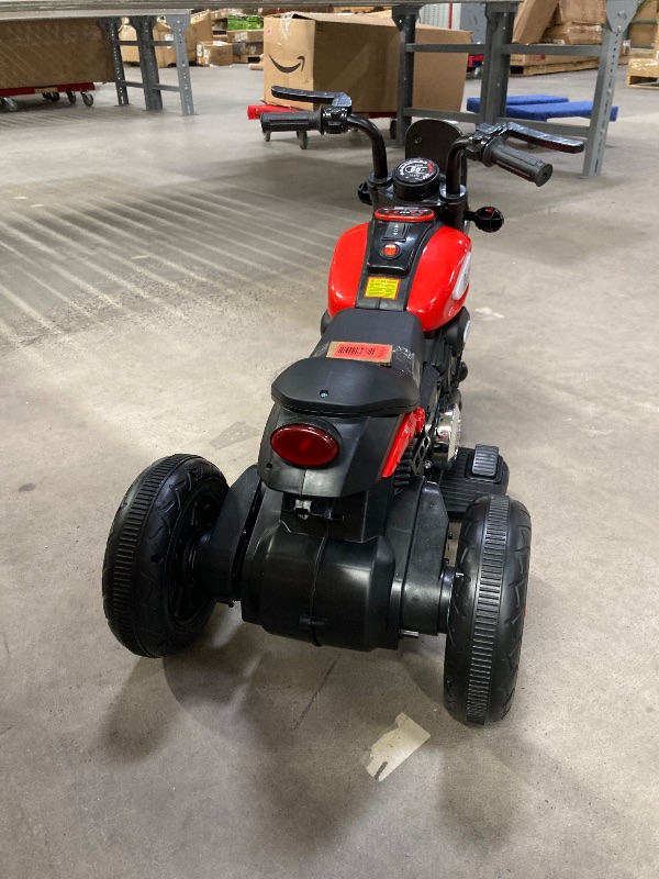 Photo 1 of ***MISSING CHARGER***Bruce&Shark Kids Electric Motorcycle Ride-on Toy with Headlights, 3 Wheels Dual Motor Car for Children Boys Girls Red***MISSING CHARGER***