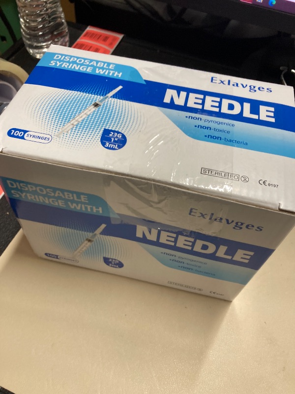 Photo 1 of 100 Pack Disposable 3ml/cc Lab Syringes with 23Ga 1 Inch Needle Luer Lock, Individually Sealed Packed