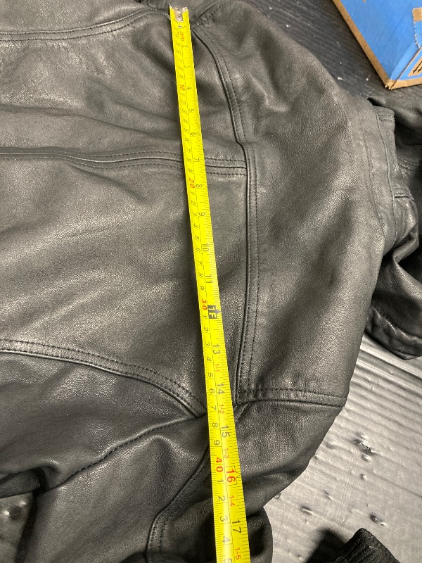 Photo 1 of ***VERY SMALL. SAYS LARGE BUT PLEASE LOOK AT MEASUREMENT PICS***Artistry Womens Genuine Lambskin Leather Motorcycle Jacket with Removable Leather Hood Black - Hooded leather bomber jacket (Black, Large)***VERY SMALL. SAYS LARGE BUT PLEASE LOOK AT MEASUREM
