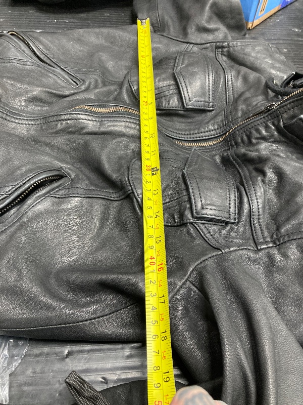 Photo 1 of ***VERY SMALL. SAYS LARGE BUT PLEASE LOOK AT MEASUREMENT PICS***Artistry Womens Genuine Lambskin Leather Motorcycle Jacket with Removable Leather Hood Black - Hooded leather bomber jacket (Black, Large)***VERY SMALL. SAYS LARGE BUT PLEASE LOOK AT MEASUREM
