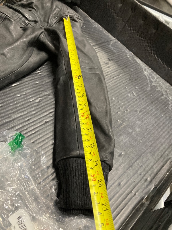 Photo 1 of ***VERY SMALL. SAYS LARGE BUT PLEASE LOOK AT MEASUREMENT PICS***Artistry Womens Genuine Lambskin Leather Motorcycle Jacket with Removable Leather Hood Black - Hooded leather bomber jacket (Black, Large)***VERY SMALL. SAYS LARGE BUT PLEASE LOOK AT MEASUREM