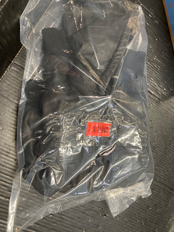 Photo 1 of ***VERY SMALL. SAYS LARGE BUT PLEASE LOOK AT MEASUREMENT PICS***Artistry Womens Genuine Lambskin Leather Motorcycle Jacket with Removable Leather Hood Black - Hooded leather bomber jacket (Black, Large)***VERY SMALL. SAYS LARGE BUT PLEASE LOOK AT MEASUREM