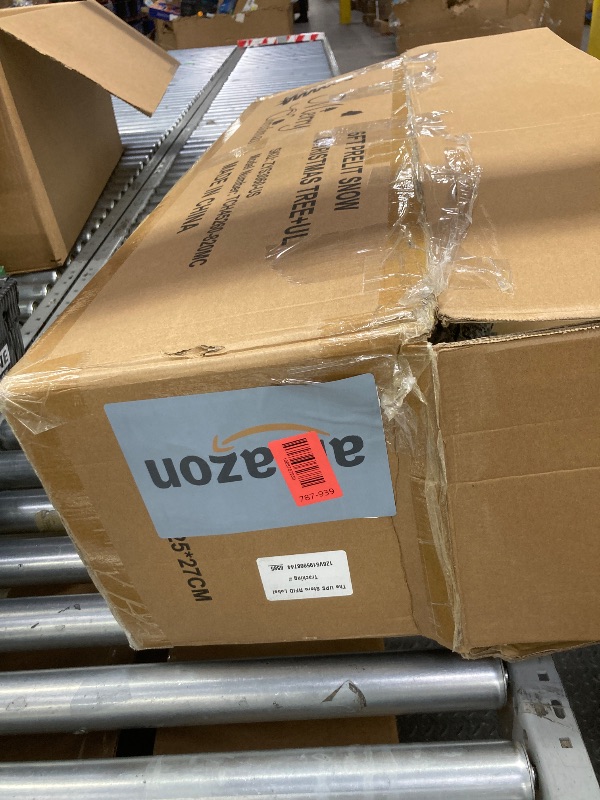 Photo 1 of 6ft Flocked Christmas Tree with 250 Warm White Lights, Frosted Artificial Tree with 820 Snowy Branch Tips, Metal Stand & Foldable Base - Ideal for Home, Office, Party, or Holiday Decor