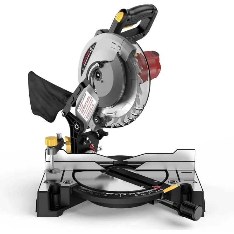 Photo 1 of 10-inch Compound Miter Saw 15 Amp High Speed Compact Saw Single Bevel 0-45° With Extension Table 36T Blade Dust Power Saw
