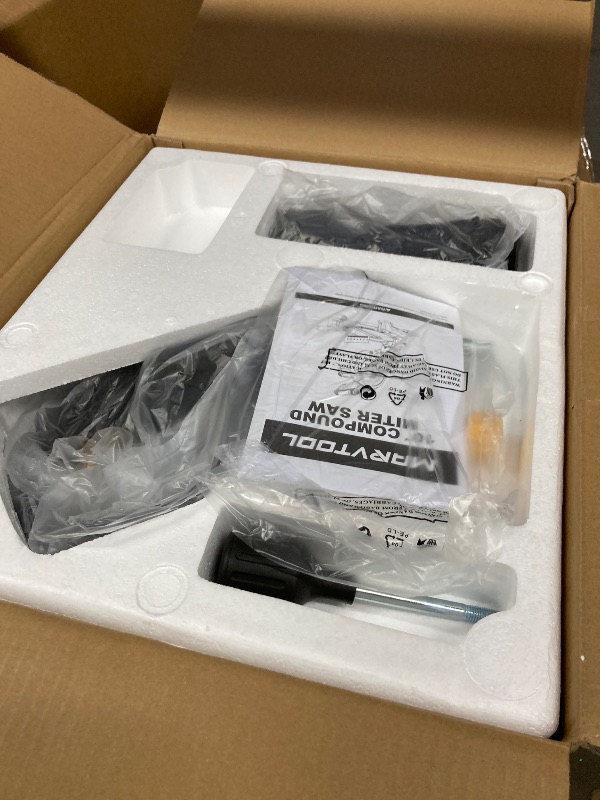 Photo 1 of 10-inch Compound Miter Saw 15 Amp High Speed Compact Saw Single Bevel 0-45° With Extension Table 36T Blade Dust Power Saw
