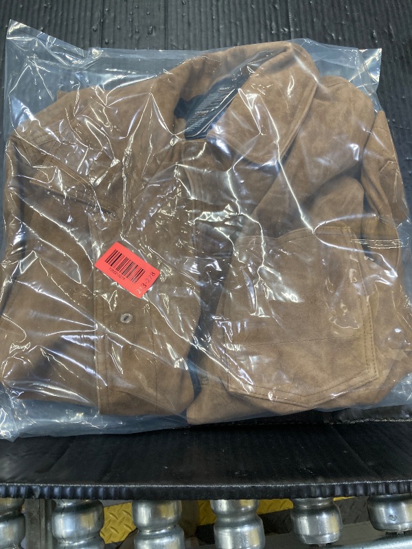 Photo 1 of ***TAPE STUCK ON 1 SLEEVE AS PICTURED***Alpha Suede Leather Jacket - Real Lambskin, Casual Trucker Coat for Men (US, Large, Regular, Khaki)***TAPE STUCK ON 1 SLEEVE AS PICTURED***