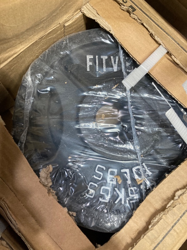 Photo 1 of **MISSING BOXES/CONTAINS 2 10LB, 2 5LB, AND 2 2-1/2LBS WEIGHTS***** Fitvids 2 Inch Olympic Barbell Weight Plates Set, 255 LB(2.5-45 LB) Barbell Weight Set for Home Gym Strength Training, Double-grip Design
