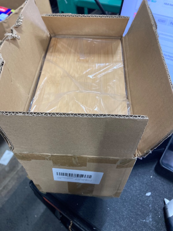 Photo 1 of 1 Pack Trash Bag Holder, Stackable Garbage Bag Dispenser Under Sink with Bamboo Top & Metal Base for Kitchen Countertop Organization and Storage, Laundry, Pantry Organizer (White, 9.7" × 5.5" × 6.3")