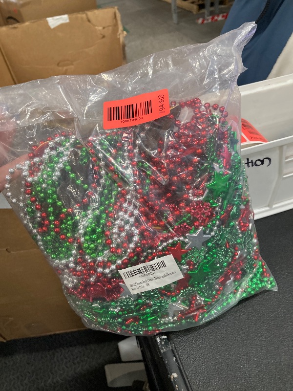 Photo 1 of 100PCS Christmas Necklace Accessories, 18 Kinds Red Green Silver Bead Necklace, 32" Snowman Santa Pendant Christmas Necklaces Bulk Party Supplies, Xmas Decor for Xmas New Years Ugly Sweater Party