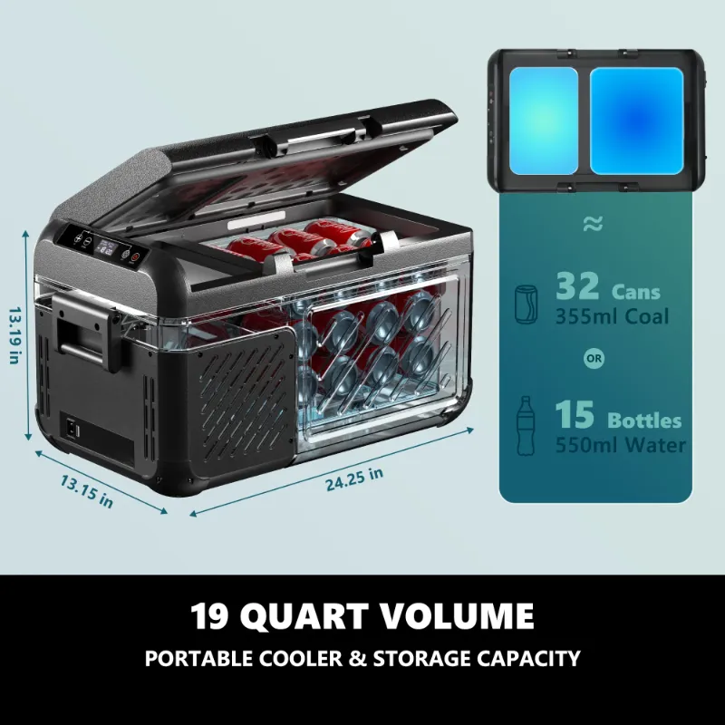 Photo 1 of ***without power charger***Simzlife 12 Volt Refrigerator, 19QT(18L) Portable Car Refrigerator, -4?~68?, 12/24V DC & 110-240V AC, Mini Fridge for RV Camping, Travel, Truck, Home, Black