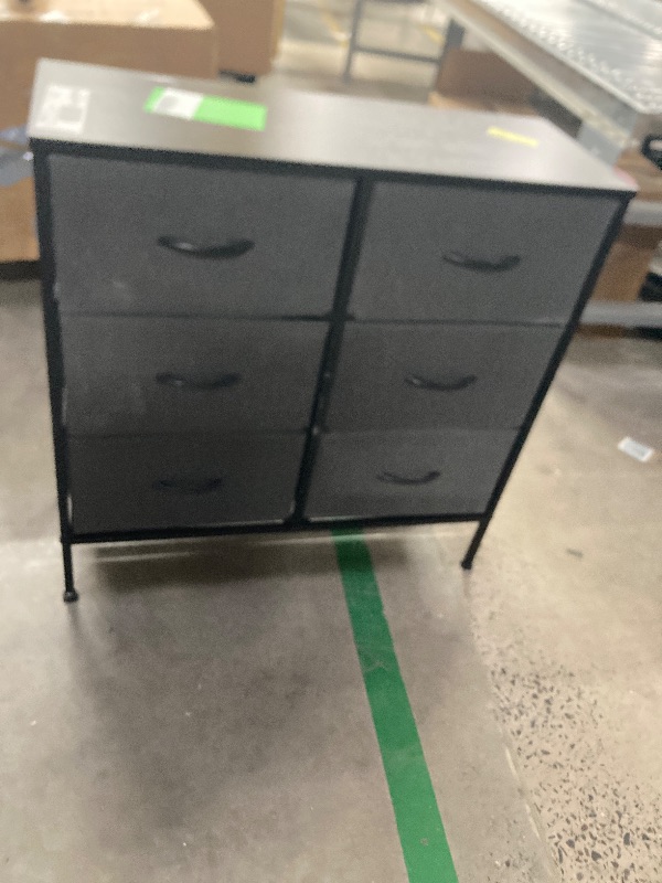 View 5 of **MissighardwareWLIVE Fabric Dresser for Bedroom, 6 Drawer Double Dresser, Storage Tower with Fabric Bins, Chest of Drawers for Closet, Living Room, Hallway, Dark Grey