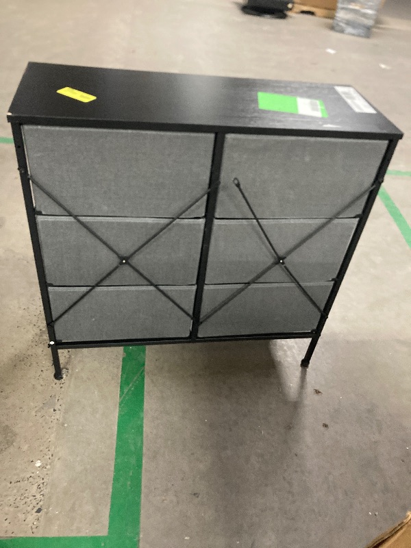 View 2 of **MissighardwareWLIVE Fabric Dresser for Bedroom, 6 Drawer Double Dresser, Storage Tower with Fabric Bins, Chest of Drawers for Closet, Living Room, Hallway, Dark Grey