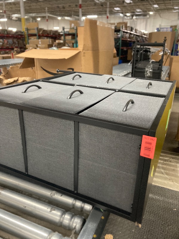 View 4 of **MissighardwareWLIVE Fabric Dresser for Bedroom, 6 Drawer Double Dresser, Storage Tower with Fabric Bins, Chest of Drawers for Closet, Living Room, Hallway, Dark Grey