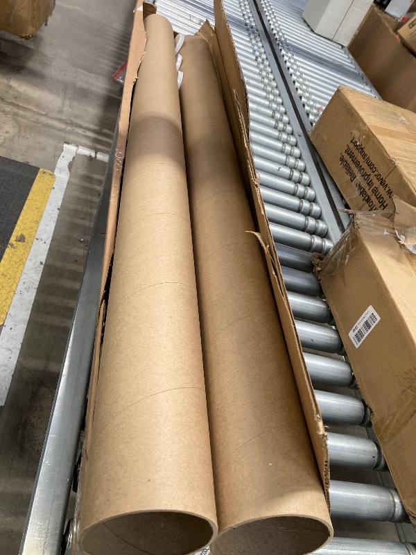 Photo 1 of ***1 MISSING CAP & CAPS & ONE ROLL ARE A LITTLE DEFORMED***3" x 36" Reinforced Kraft Paper Mailing Tubes, Pack of 2 Tubes with 2 Caps Each – USPS Approved Poster Tube – Made in USA Cardboard Tube for Shipping and Storing Posters, Prints, Artwork, or Docum