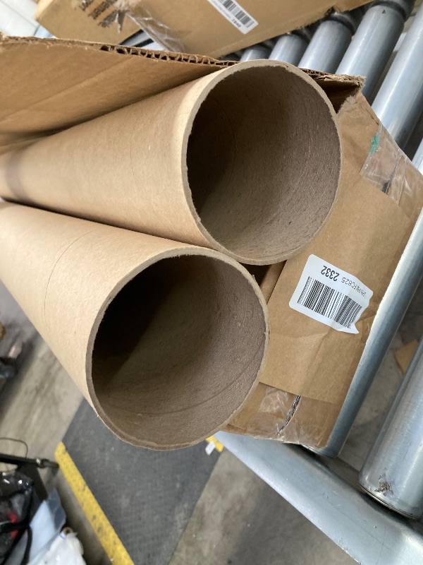 Photo 1 of ***1 MISSING CAP & CAPS & ONE ROLL ARE A LITTLE DEFORMED***3" x 36" Reinforced Kraft Paper Mailing Tubes, Pack of 2 Tubes with 2 Caps Each – USPS Approved Poster Tube – Made in USA Cardboard Tube for Shipping and Storing Posters, Prints, Artwork, or Docum