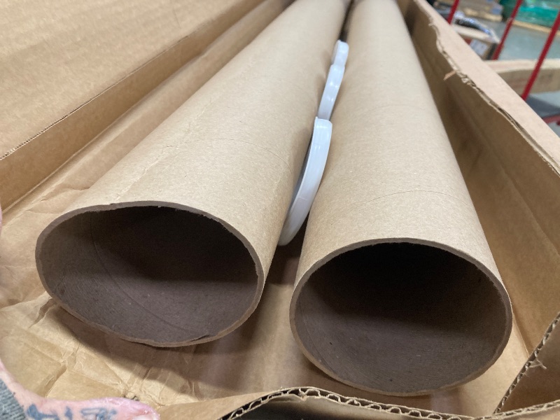 Photo 1 of ***1 MISSING CAP & CAPS & ONE ROLL ARE A LITTLE DEFORMED***3" x 36" Reinforced Kraft Paper Mailing Tubes, Pack of 2 Tubes with 2 Caps Each – USPS Approved Poster Tube – Made in USA Cardboard Tube for Shipping and Storing Posters, Prints, Artwork, or Docum