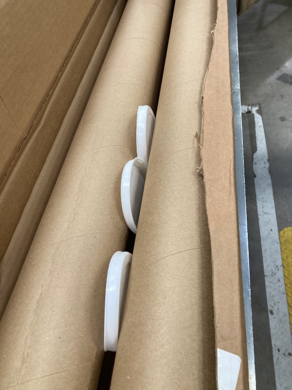 Photo 1 of ***1 MISSING CAP & CAPS & ONE ROLL ARE A LITTLE DEFORMED***3" x 36" Reinforced Kraft Paper Mailing Tubes, Pack of 2 Tubes with 2 Caps Each – USPS Approved Poster Tube – Made in USA Cardboard Tube for Shipping and Storing Posters, Prints, Artwork, or Docum
