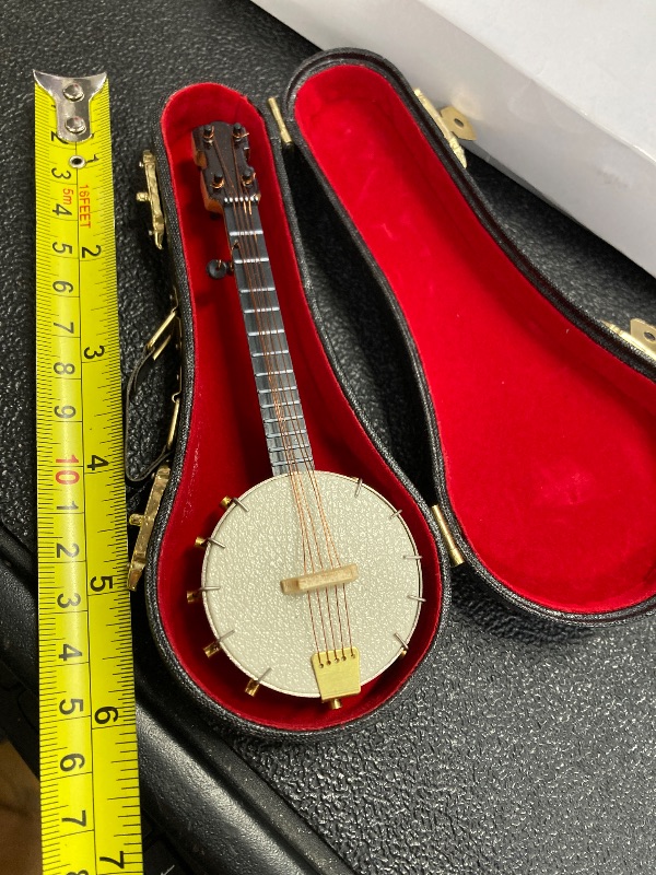 Photo 1 of ***6" ***NO STAND*** Toys Banjo, Exquisite Workmanship Beautiful Miniature Banjo Model with Bracket Box for Gifts***6" ***NO STAND***