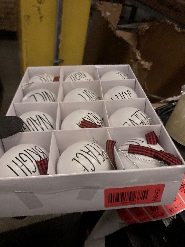 Photo 1 of 12 PCS Christmas Balls Ornaments Set, 2.36'' Shatterproof White Bulbs with Buffalo Plaid Bows, Well-Crafted Farmhouse Christmas Tree Decorations Balls, Plaid Christmas Ornaments for Tree Decor