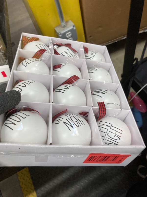 Photo 1 of 12 PCS Christmas Balls Ornaments Set, 2.36'' Shatterproof White Bulbs with Buffalo Plaid Bows, Well-Crafted Farmhouse Christmas Tree Decorations Balls, Plaid Christmas Ornaments for Tree Decor