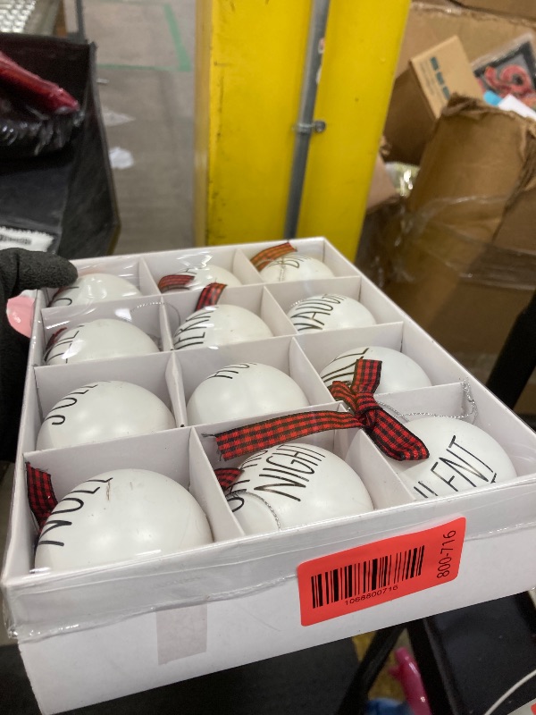 Photo 1 of 12 PCS Christmas Balls Ornaments Set, 2.36'' Shatterproof White Bulbs with Buffalo Plaid Bows, Well-Crafted Farmhouse Christmas Tree Decorations Balls, Plaid Christmas Ornaments for Tree Decor