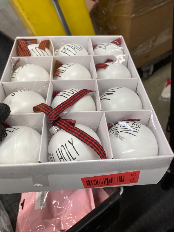 Photo 1 of 12 PCS Christmas Balls Ornaments Set, 2.36'' Shatterproof White Bulbs with Buffalo Plaid Bows, Well-Crafted Farmhouse Christmas Tree Decorations Balls, Plaid Christmas Ornaments for Tree Decor