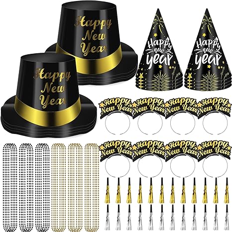Photo 1 of ***POSSIBLE MISSING PIECES***BeapTcely New Years Eve Party Supplies for Guests Includes Top Hats headbands Tiaras Conical Hats Bead Necklaces Squawkers***POSSIBLE MISSING PIECES***