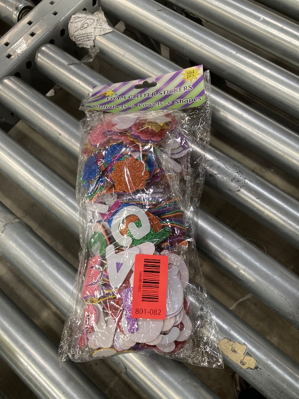 Photo 1 of [8 Sets] Letters and Shapes Foam Glitter Alphabet Stickers (Pack of Approx. 384 Pieces) Self Adhesive - 8 Colors | 208 Letters, 80 Vowels and 96 Shapes