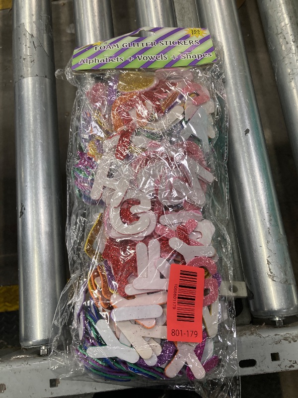 Photo 1 of [8 Sets] Letters and Shapes Foam Glitter Alphabet Stickers (Pack of Approx. 384 Pieces) Self Adhesive - 8 Colors | 208 Letters, 80 Vowels and 96 Shapes