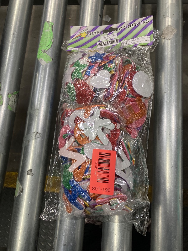 Photo 1 of [8 Sets] Letters and Shapes Foam Glitter Alphabet Stickers (Pack of Approx. 384 Pieces) Self Adhesive - 8 Colors | 208 Letters, 80 Vowels and 96 Shapes