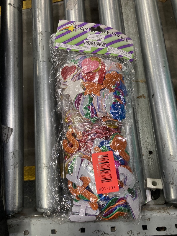 Photo 1 of [8 Sets] Letters and Shapes Foam Glitter Alphabet Stickers (Pack of Approx. 384 Pieces) Self Adhesive - 8 Colors | 208 Letters, 80 Vowels and 96 Shapes