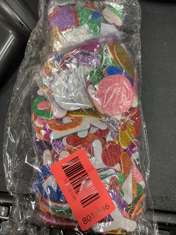 Photo 1 of [8 Sets] Letters and Shapes Foam Glitter Alphabet Stickers (Pack of Approx. 384 Pieces) Self Adhesive - 8 Colors | 208 Letters, 80 Vowels and 96 Shapes