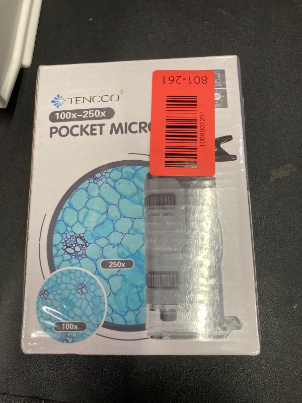 Photo 1 of 100x-250x Pocket Microscope for Kids Adults, Protable Handheld Miniscope, Mini Microscope Kit for Kids Adults Home School Lab Biology Science Education, Grey