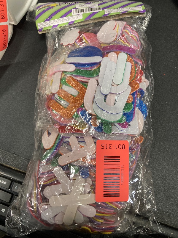 Photo 1 of [8 Sets] Letters and Shapes Foam Glitter Alphabet Stickers (Pack of Approx. 384 Pieces) Self Adhesive - 8 Colors | 208 Letters, 80 Vowels and 96 Shapes