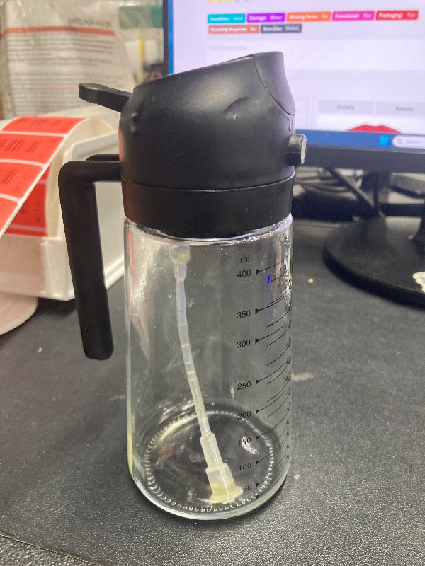 Photo 1 of ***** DIRTY***TrendPlain 16oz/470ml Glass Olive Oil Sprayer for Cooking – 2 in 1 Olive Oil Dispenser Bottle for Kitchen Gadgets and Air Fryer Accessories, Salad, BBQ - Black