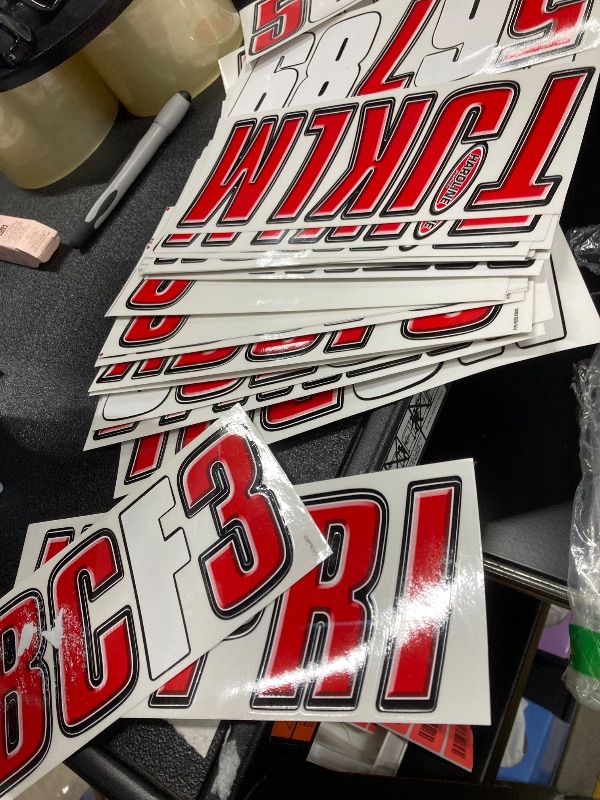 Photo 1 of ***(MISSING PARTS -SELLING AS IS)*** Hardline Products Series 800 Factory Matched 3-Inch Boat & PWC Registration Number Kit, Red/Black