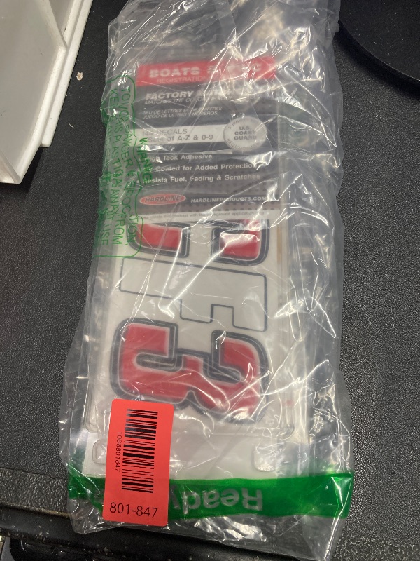 Photo 1 of ***(MISSING PARTS -SELLING AS IS)*** Hardline Products Series 800 Factory Matched 3-Inch Boat & PWC Registration Number Kit, Red/Black