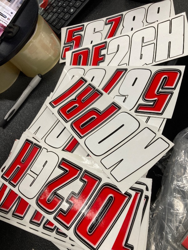 Photo 1 of ***(MISSING PARTS -SELLING AS IS)*** Hardline Products Series 800 Factory Matched 3-Inch Boat & PWC Registration Number Kit, Red/Black