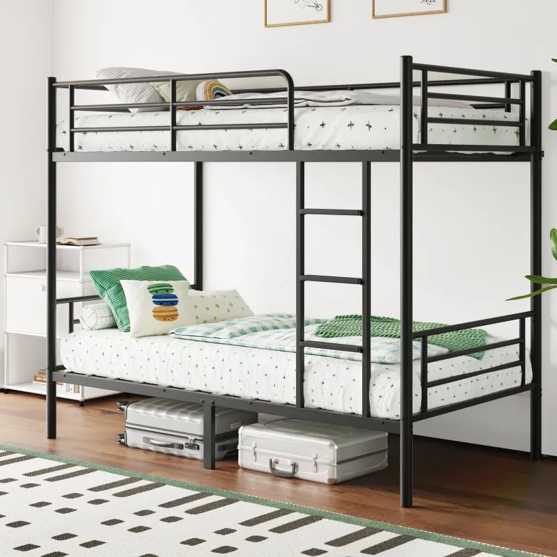 Photo 1 of ***Partial set***
Capri Metal Twin over Twin Size Bunk Bed Frame with 10.63'' Under-Bed Storage & Stairs & Full-Length Guardrail, Noise Free, Heavy-duty, Black