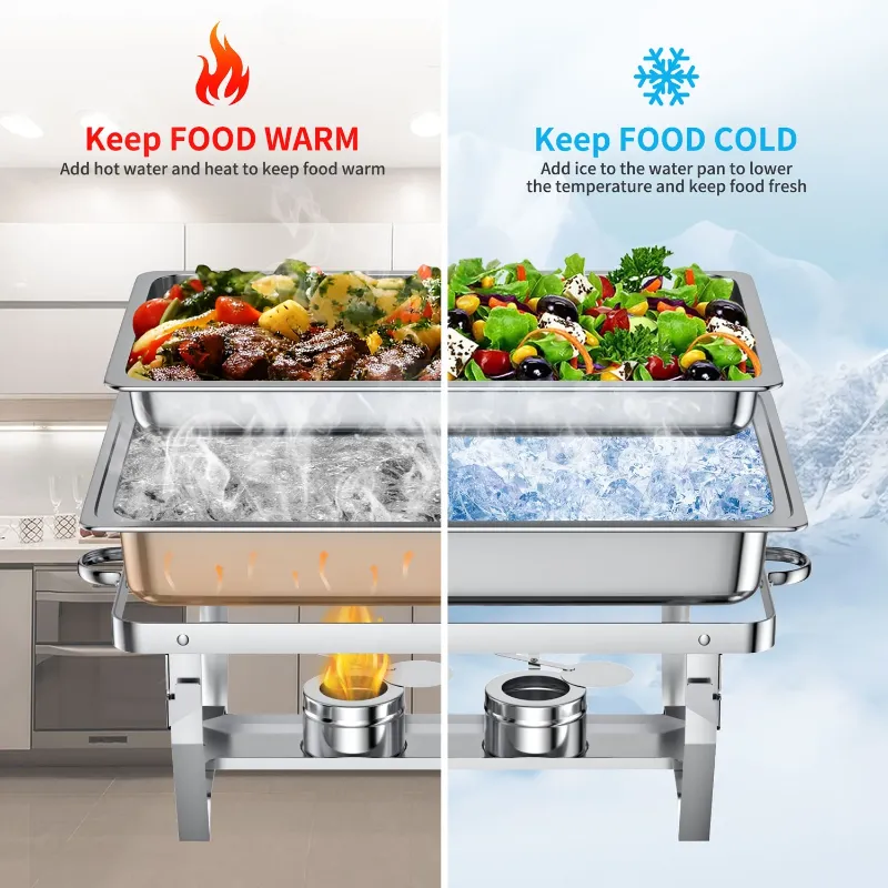 Photo 1 of 
Chafing Dish Buffet  Pack: TINANA 8QT Stainless Steel Chafing Dishes for Buffet, Chafers and Buffet Warmers Sets for Parties, Events, Wedding, Camping, Dinner
