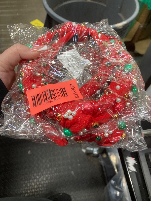 Photo 1 of ***** PACK OF 2******Corabsar 2Pcs Christmas Headbands for Women - Red Green Pearl Rhinestone Crystal Jeweled Headbands - Fashion Elegant Wide Top Knot Christmas Headband for Holiday Costumes for Women Accessories(Red)