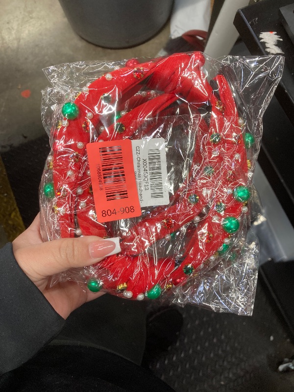 Photo 1 of ***** PACK OF 2****** 2Pcs Christmas Headbands for Women - Red Green Pearl Rhinestone Crystal Jeweled Headbands - Fashion Elegant Wide Top Knot Christmas Headband for Holiday Costumes for Women Accessories(Red)