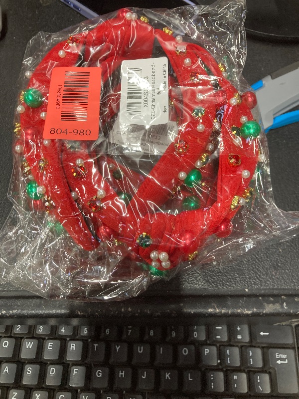 Photo 1 of ***** PACK OF 2***** Corabsar 2Pcs Christmas Headbands for Women - Red Green Pearl Rhinestone Crystal Jeweled Headbands - Fashion Elegant Wide Top Knot Christmas Headband for Holiday Costumes for Women Accessories(Red)