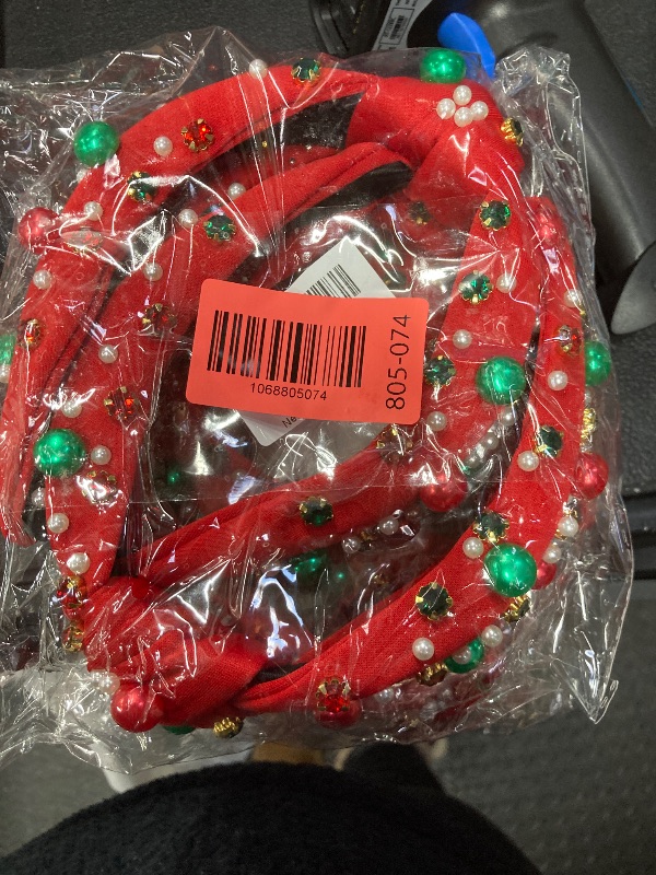 Photo 1 of ***** PACK OF 2**** Corabsar 2Pcs Christmas Headbands for Women - Red Green Pearl Rhinestone Crystal Jeweled Headbands - Fashion Elegant Wide Top Knot Christmas Headband for Holiday Costumes for Women Accessories(Red)